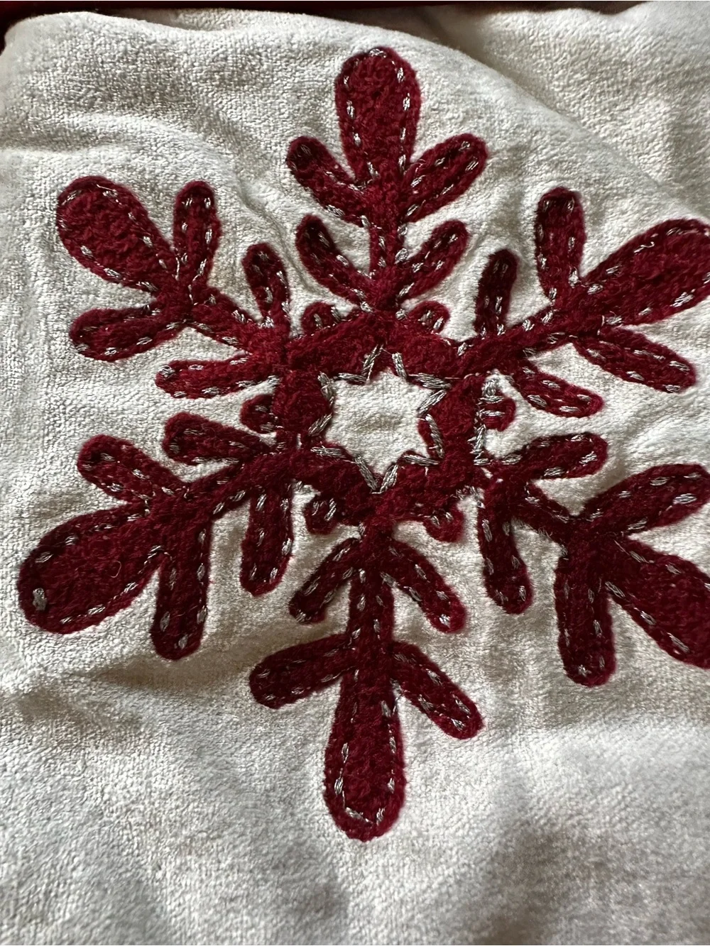 Holiday Snowflake Velvet Stockings - Red & Gray